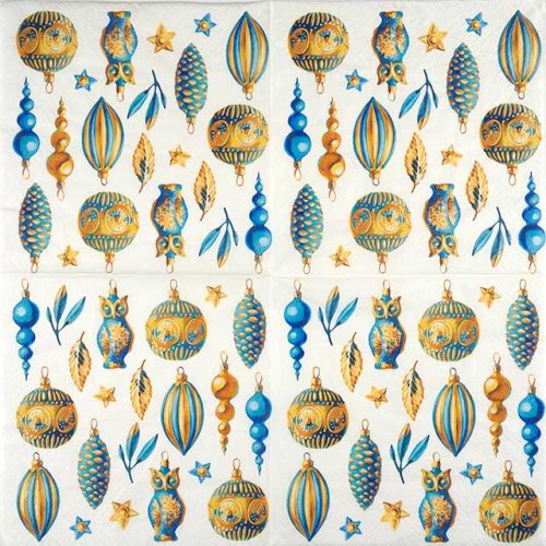 Paper Napkin Golden-Turquoise Christmas Ornaments