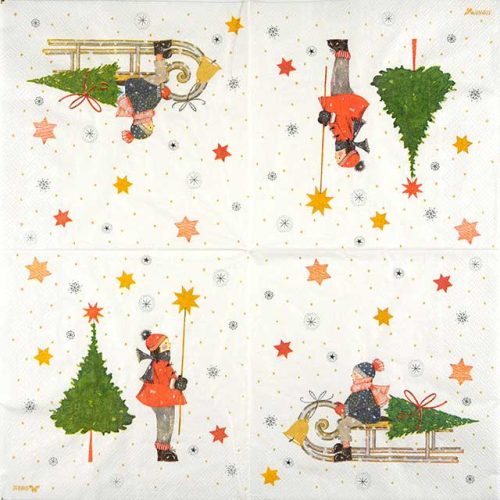 Paper Napkin girls with Christmas tree