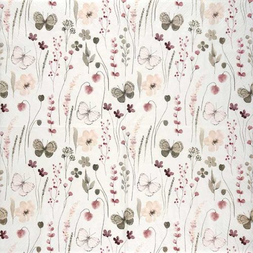 Papen Napkin - Delicate Flowers with Butterflies burgundy