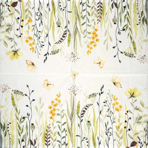 Paper Napkin - Meadow Flowers & Leaves sage