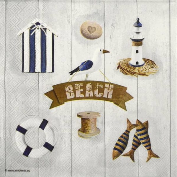 Single Decoupage Napkin - Beach Elements