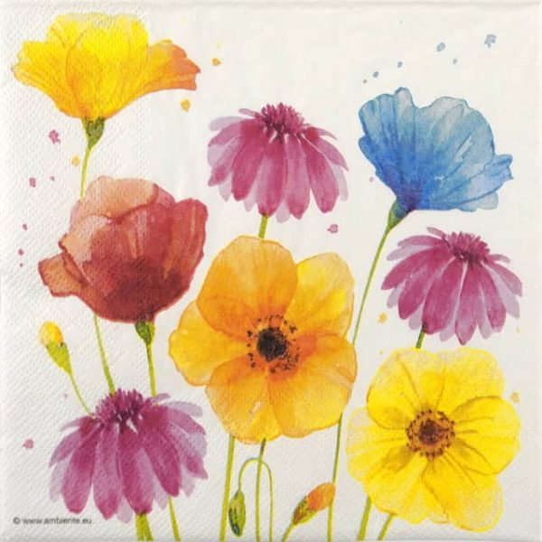 Paper Napkin Colourful Summer Flowers