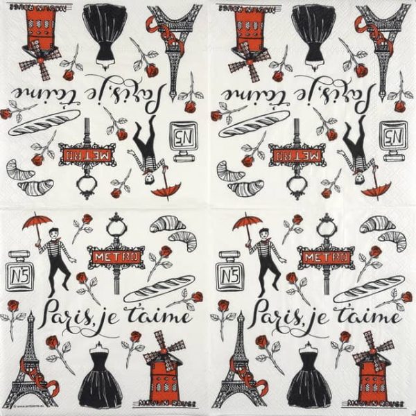 Paper Napkins - I Love Paris (20 pieces)