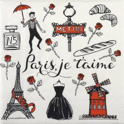 Paper Napkins - I Love Paris (20 pieces)