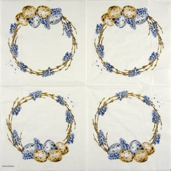 Cocktail Decoupage Napkin - Muscari Wreath