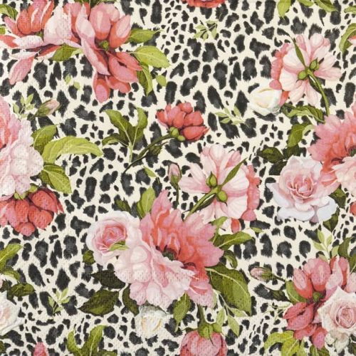 Paper Napkins - Roses on Leopard Print (20 pieces)