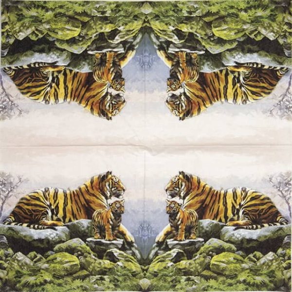 Single Decoupage Napkin - Tigers - Image 2