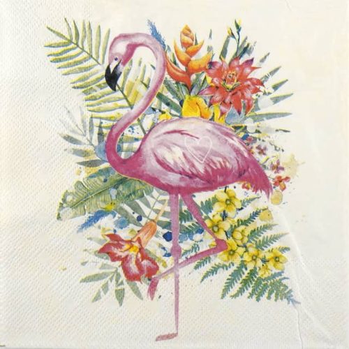 Single Decoupage Napkin - Tropical Flamingo