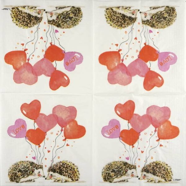 Paper Napkins - Carola Pabst: Hedgehogs in Love (20 pieces)