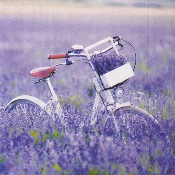 Single Decoupage Napkin - Bike In Lavender Field