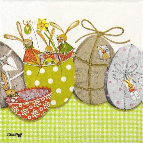 Paper Napkin - Easter eggs with bunnies