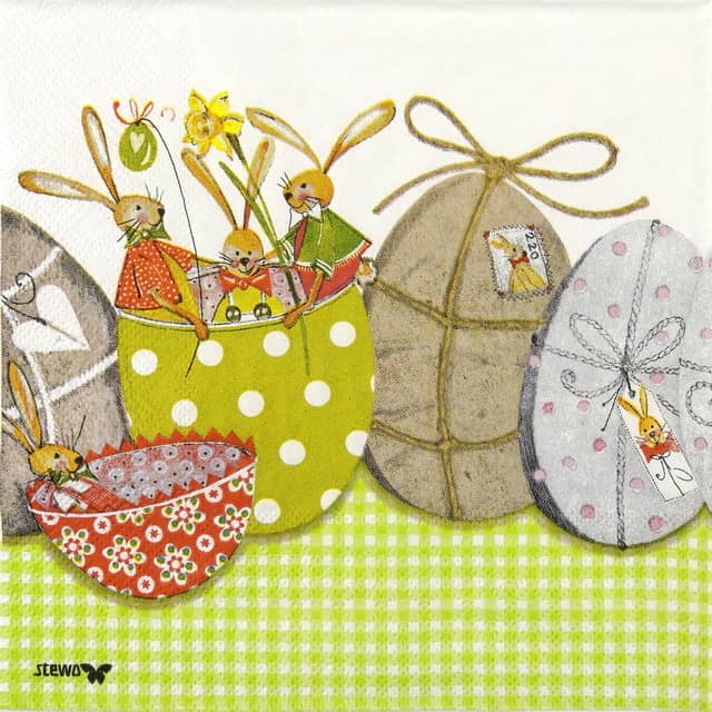 Paper Napkin - Easter eggs with bunnies