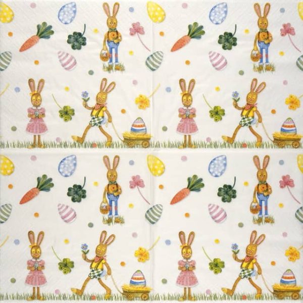 Paper Napkin - Playful Easter Bunnies