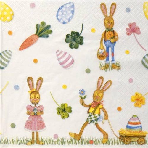 Paper Napkin Playful Easter Bunnies