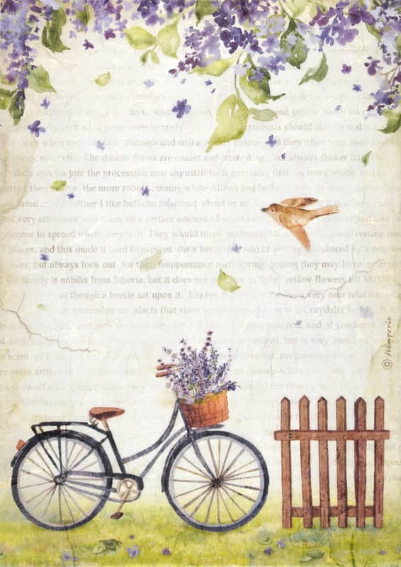 Stamperia Rice Paper A4 - Create Happiness Welcome Home bicycle ...