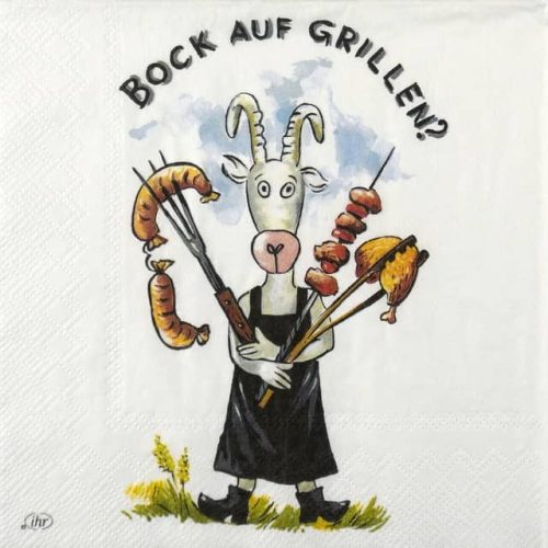 Paper Napkin chef goat and BBQ skewers