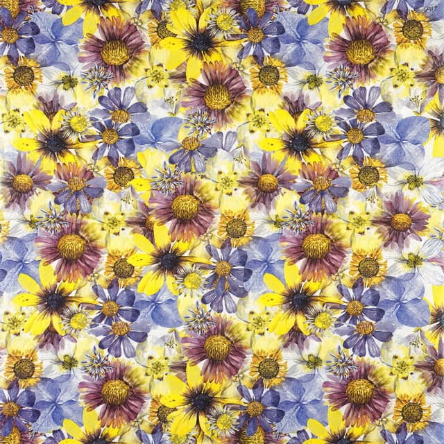 Paper Napkin yellow and blue flowers