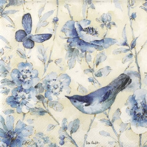 Paper Napkin blue birds and flowers