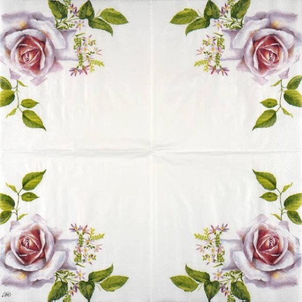 Paper Napkin large head pink rose