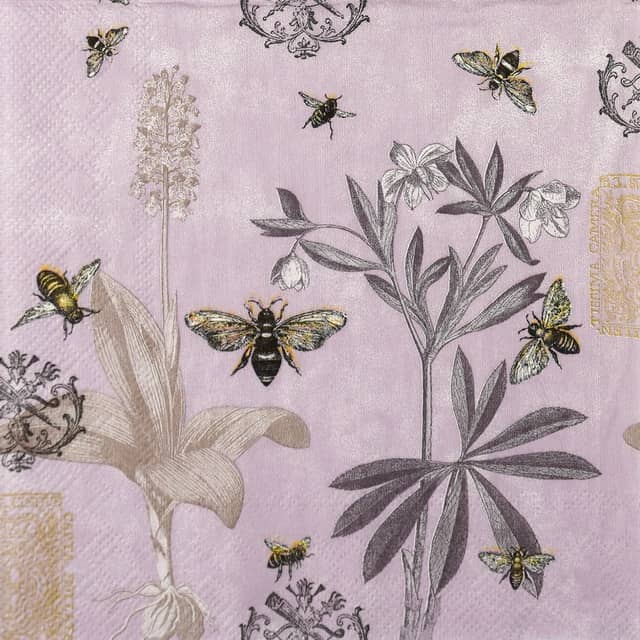 Napkin - Wild Flowers and bees light lilac