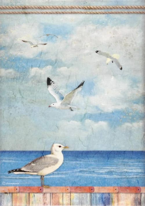 Stamperia Rice Paper A4 - Blue Dream Seagulls
