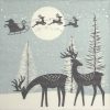 Single Decoupage Napkin - Reindeers and Santa Cut-Outs Dusty blue
