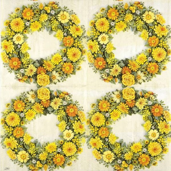 Paper Napkin Yellow flower wreath