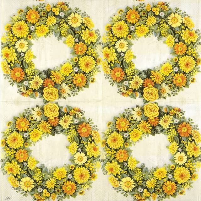 Paper Napkin Yellow flower wreath