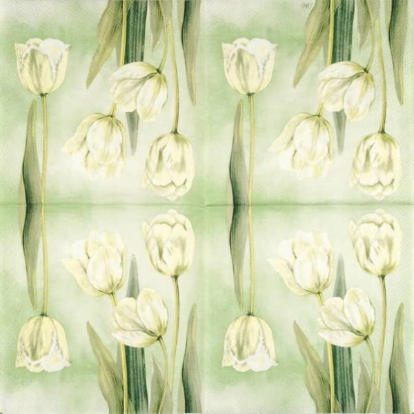 Paper Napkin White Tulips