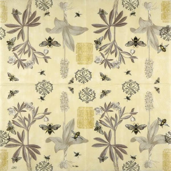 Napkin - Wild Flowers and bees cream