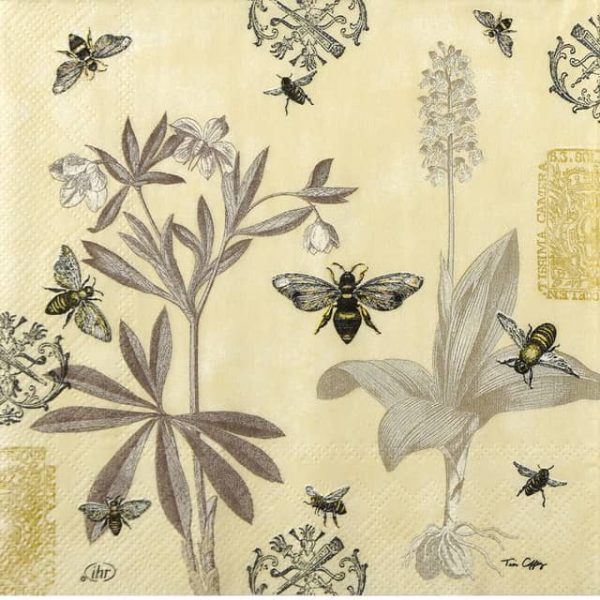 Napkin - Wild Flowers and bees cream