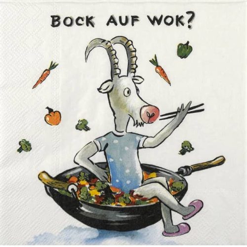 Paper Napkin hungry goat in a wok
