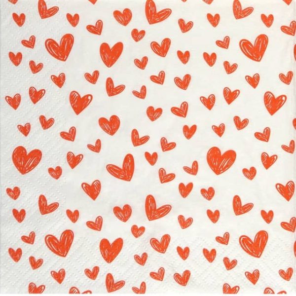 Paper Napkin Red Hearts