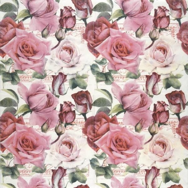 Paper Napkin painted pink roses