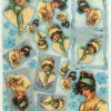 Rice Paper - Vintage Ladies on Blue Color