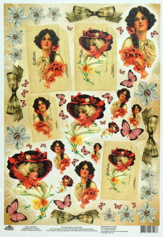 Rice Paper - -Vintage Lady Butterfly-