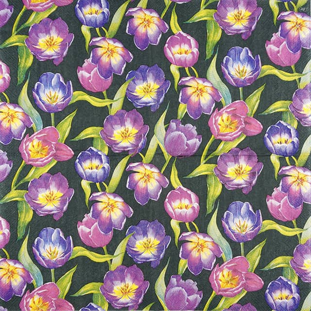 Paper Napkin Tulip Meadow black