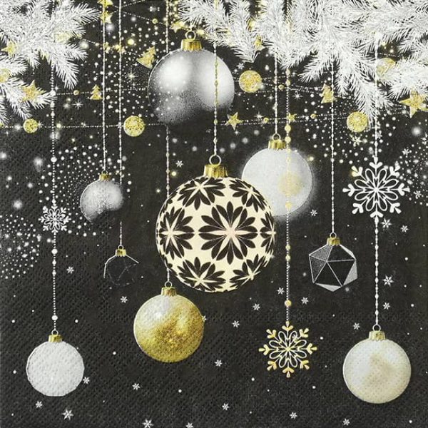 Paper Napkin Christmas Bauble black