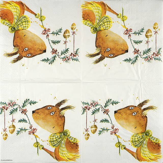 Paper Napkin - Funny Christmas Squirrel