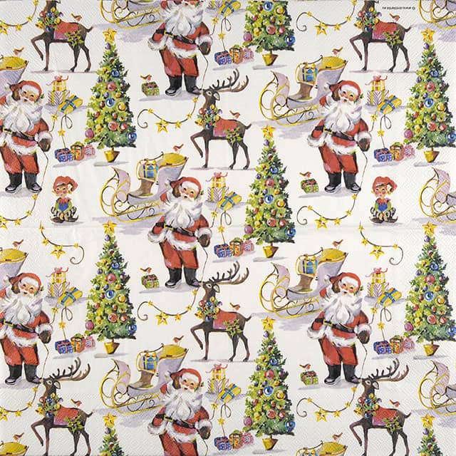 Paper Napkin Santa and Christmas deer