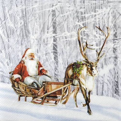 Paper Napkin - Santa in Snowy Forest
