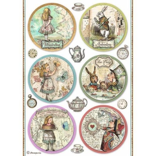 Stamperia A/4 Rice Paper Alice Rounds_dfsa4766