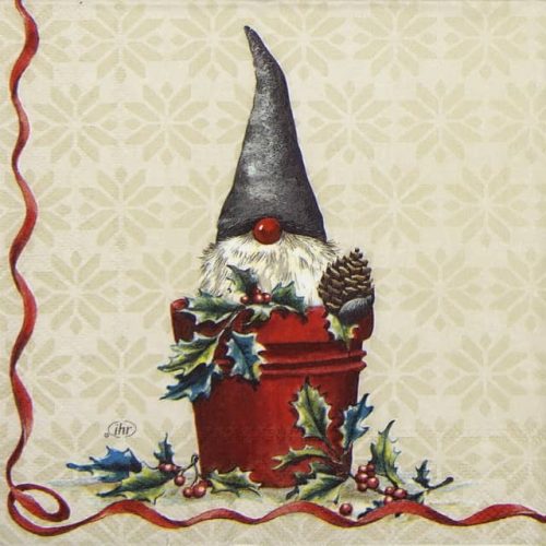 Paper Napkin - Tomte in Bucket