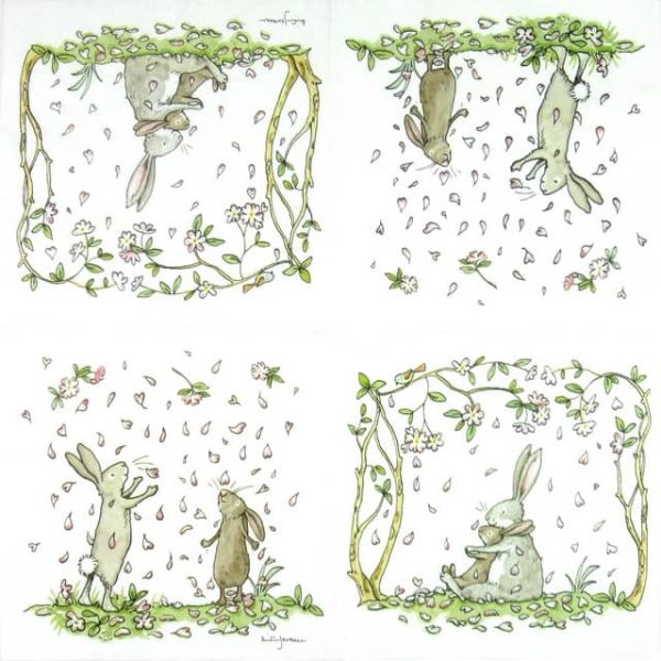 Paper Napkin - Blossoms and bunnies