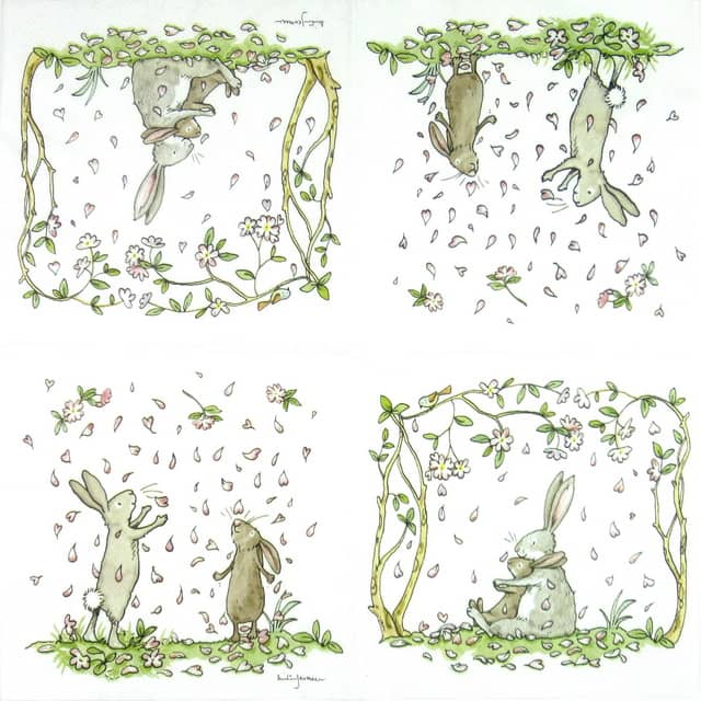 Paper Napkin - Blossoms and bunnies