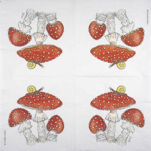 Paper Napkins - Fly agaric mushroms wit snail