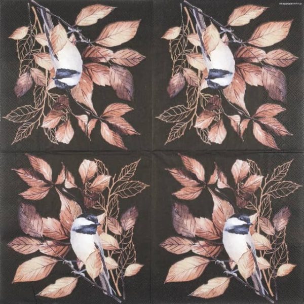 Paper Napkin - Lovely Chickadee black