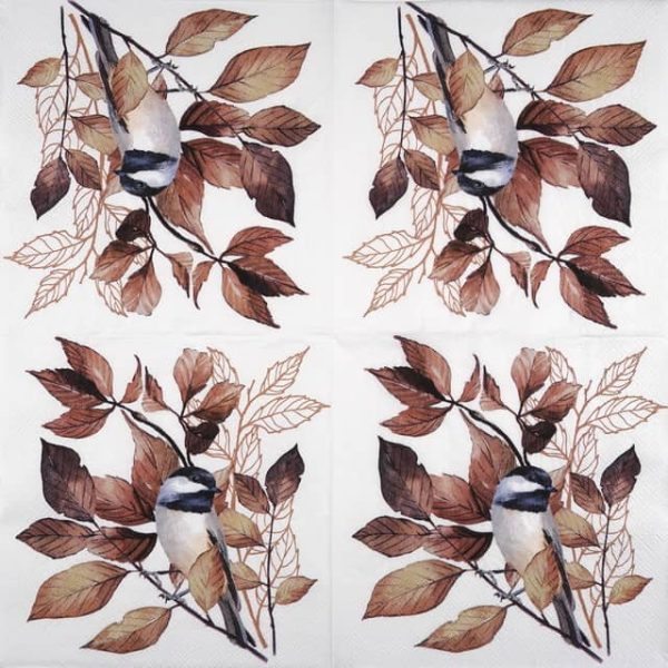 Paper Napkin - Lovely Chickadee white