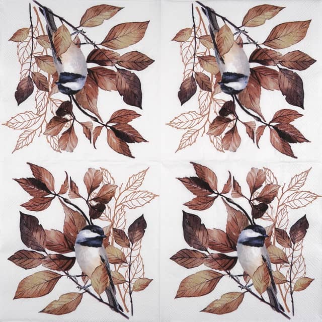 Paper Napkin - Lovely Chickadee white