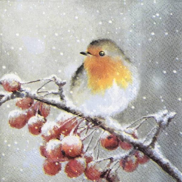 Paper Napkin Winter Robin